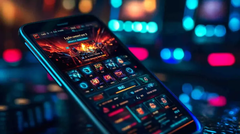 Smartphone exibindo jogo de slot com tema de fantasia e dragão